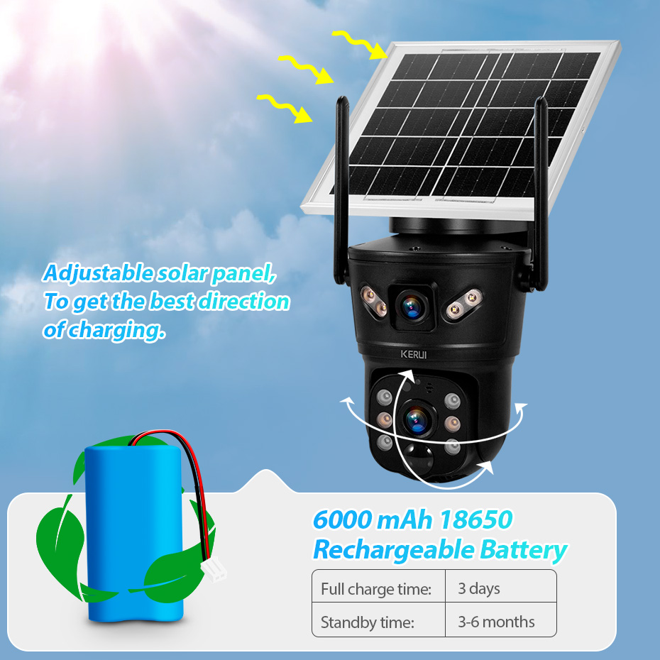 Home Security For Windows - KERUI 6MP 4G SIM WiFi Solar