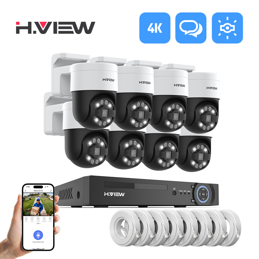 Home Security Systems Wireless - H.view 8Ch 4K 5MP 8MP Cctv