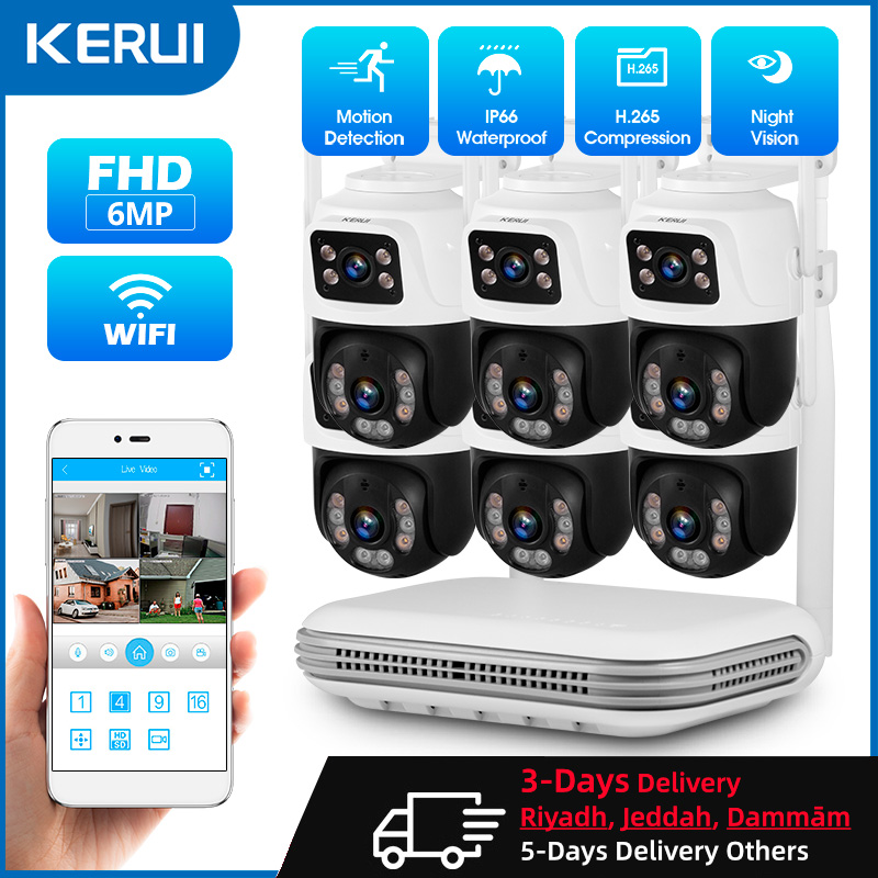 Home Security Systems Wireless - KERUI Waterproof 6MP HD Wireless Dual