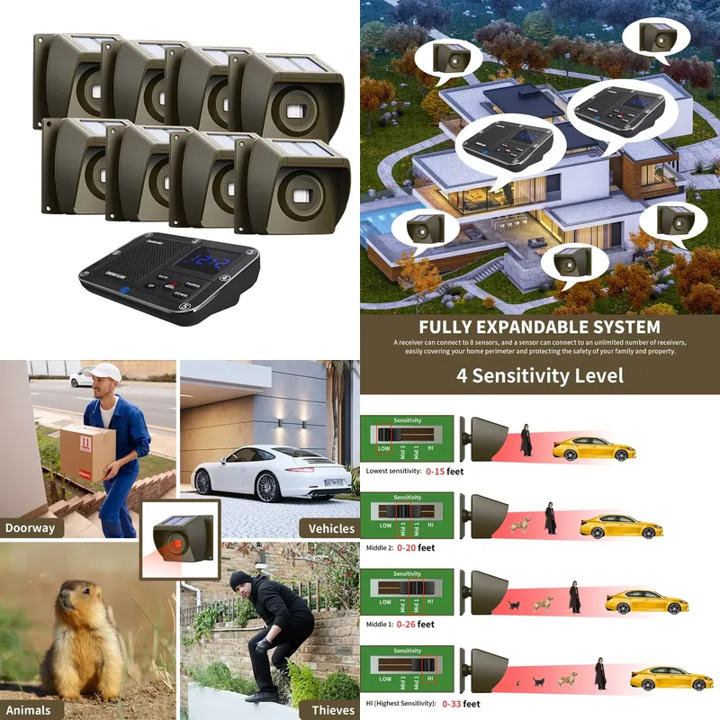 Home Security Systems Wireless - Outdoor Solar - Powered Wireless Driveway