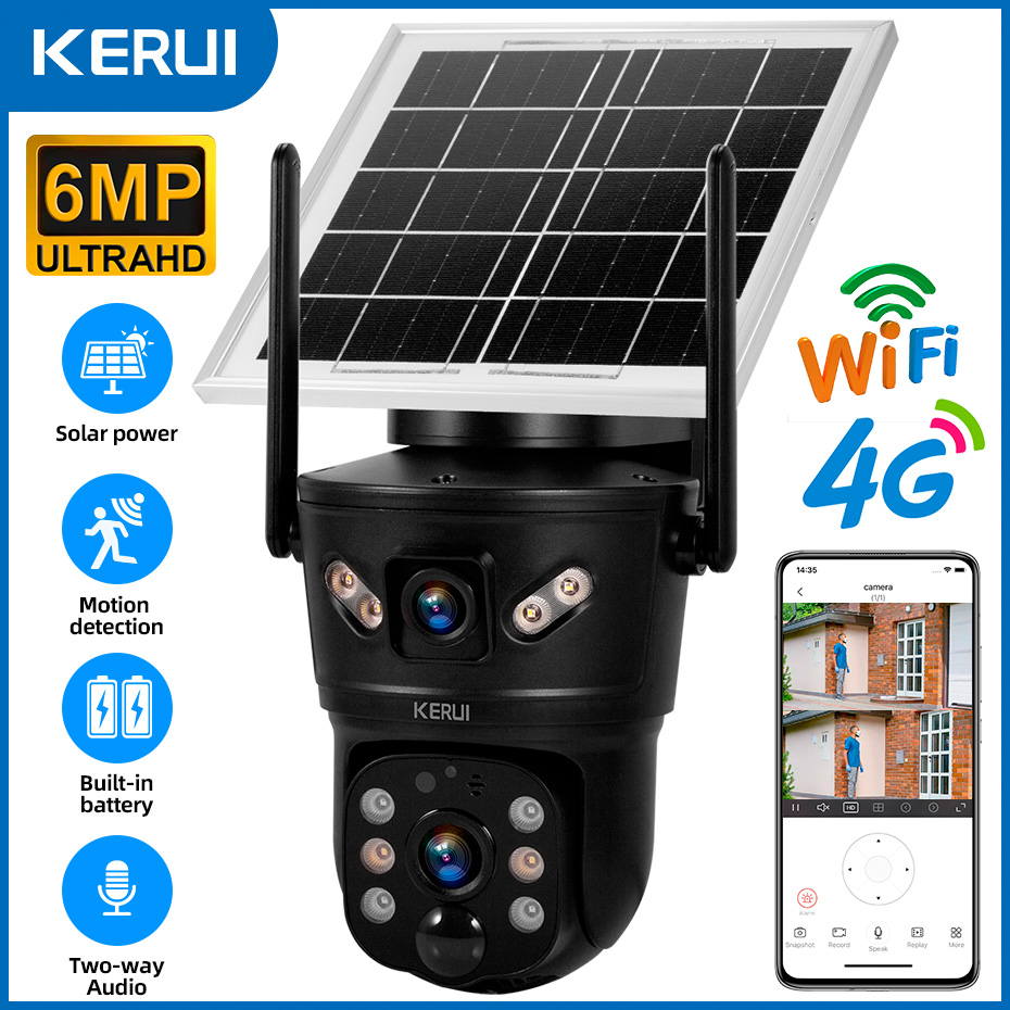Home Security For Windows - KERUI Outdoor 6MP Solar Camera 4G