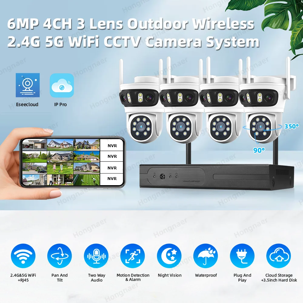 2026 Hongnaer 6MP 4CH 3 Lens 2 - Home Security Systems Wireless review and price
