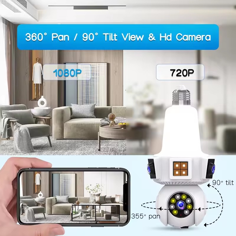 6MP V380pro APP Dual Lens Full - Home Security Flood Lights review and price