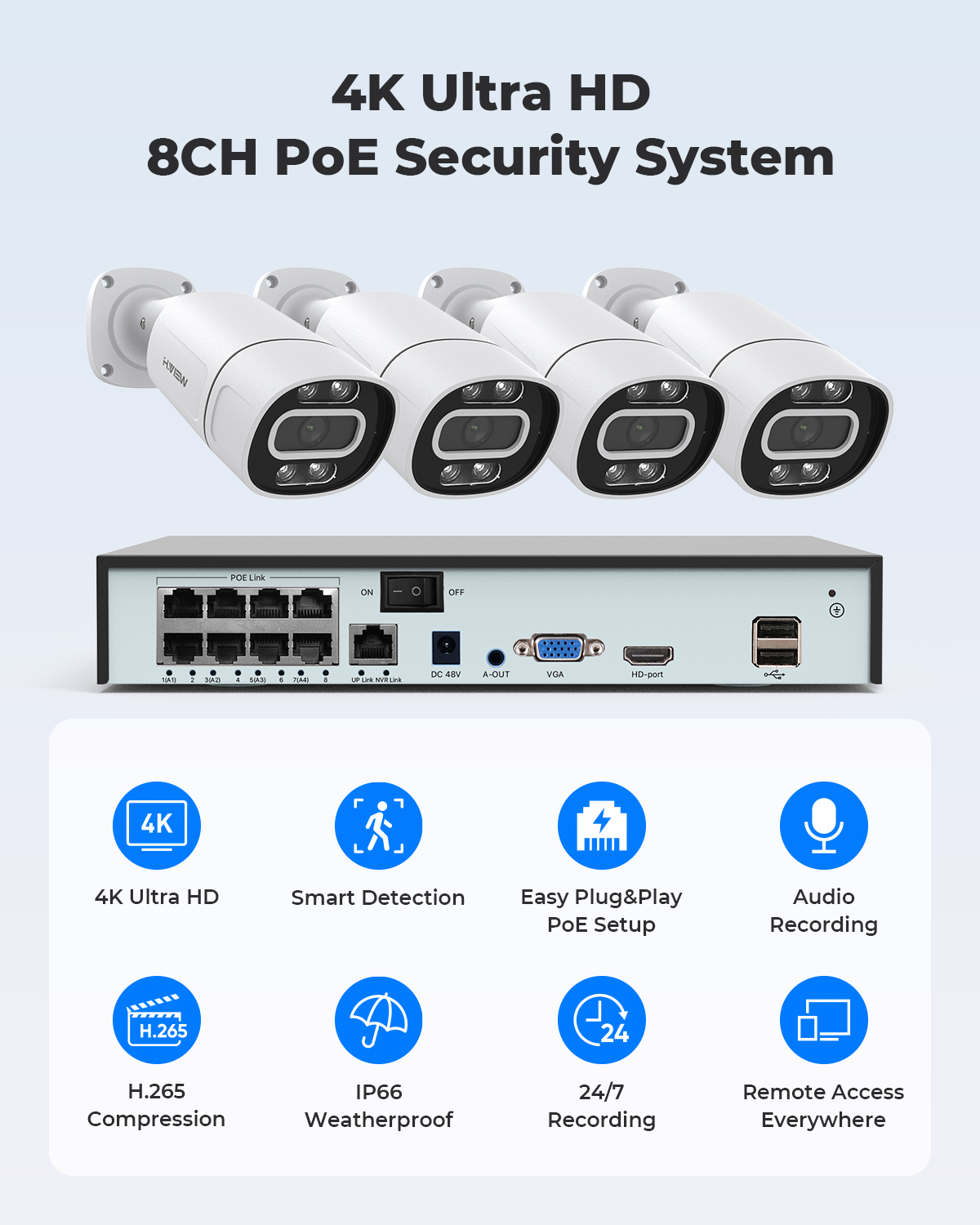 H.View 4K 5Mp 8Mp Poe CCTV Sec - Home Security Camera System review and price